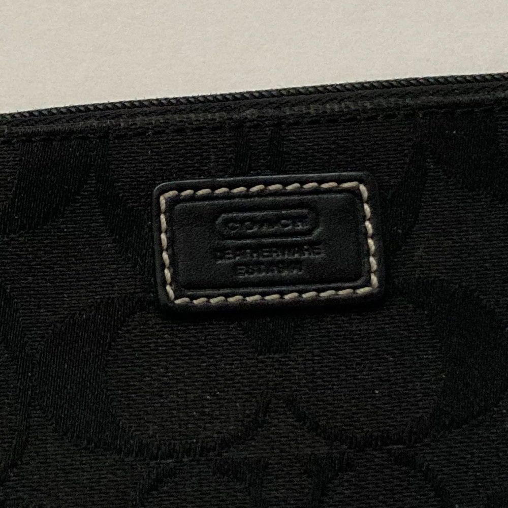 Coach Signature C Black Logo Canvas Wristlet - Picture 3 of 9
